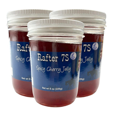 Spicy Cherry Jelly | 8 oz. Jar | 3 Pack | Sweet & Spicy Jelly Spread | Fresh Cherries | Made in Paxton, NE | Rafter 7S